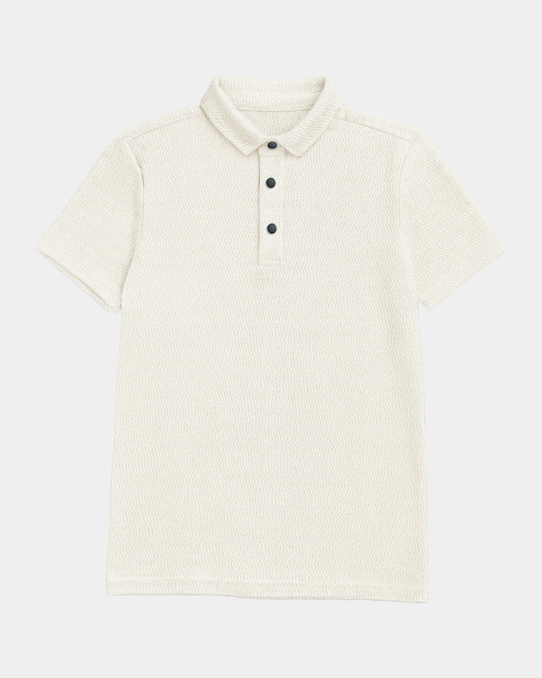 Woven Textured Lycra Polo - White