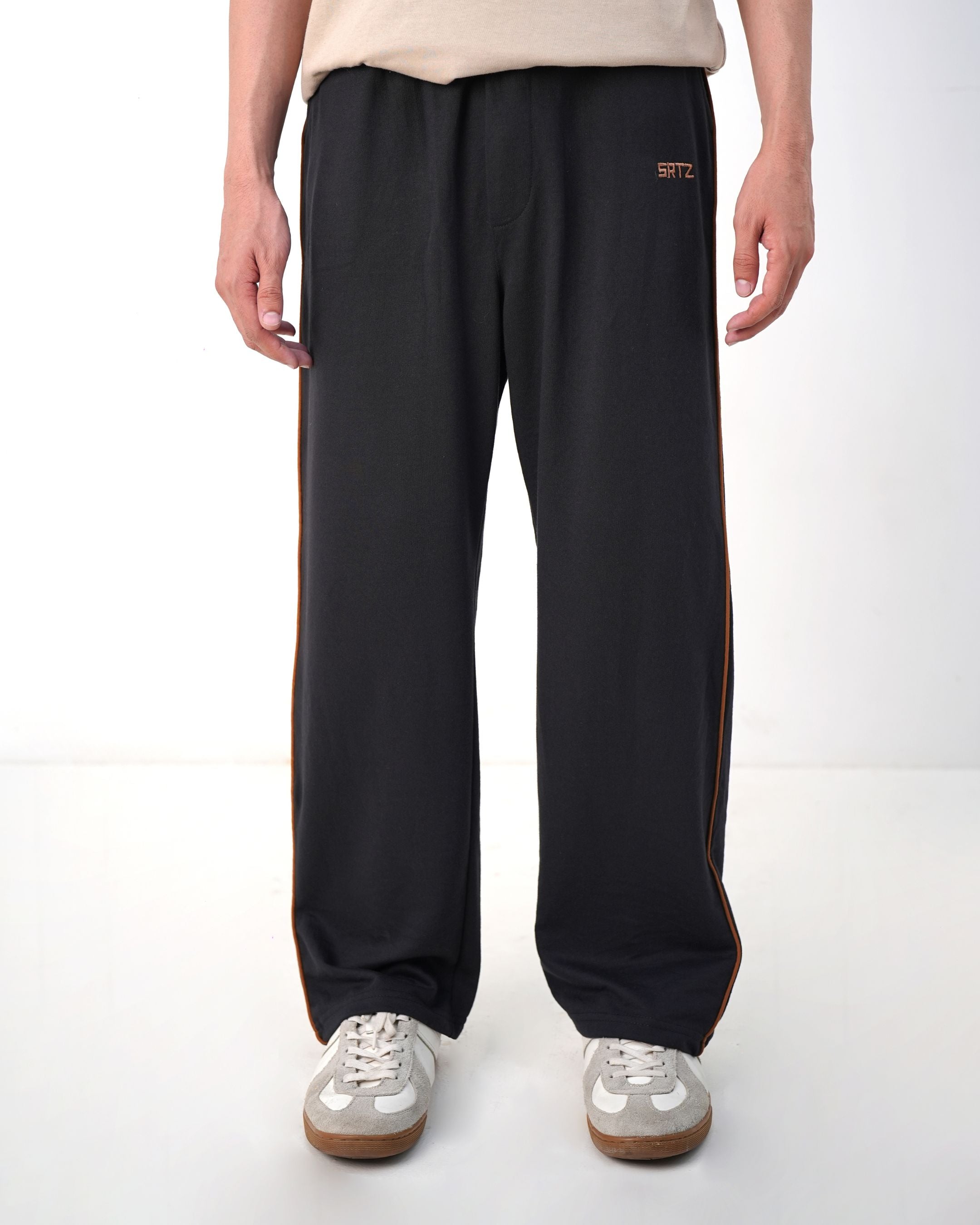 Black Straight Piping Trouser
