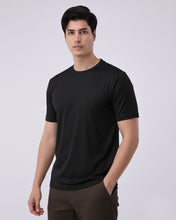 Imported Lycra Textured Tee - Black