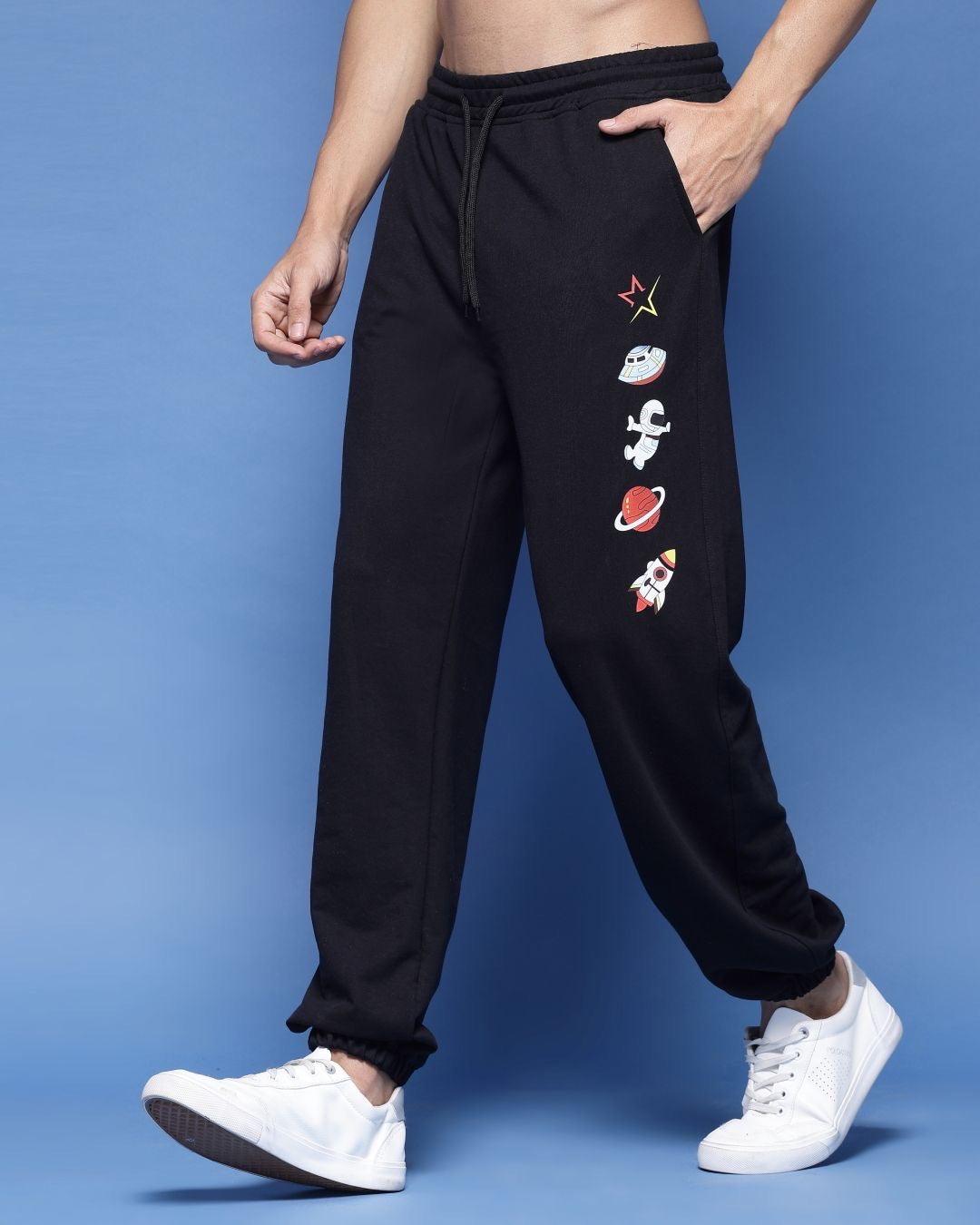 Black Space Patch Baggy Trouser