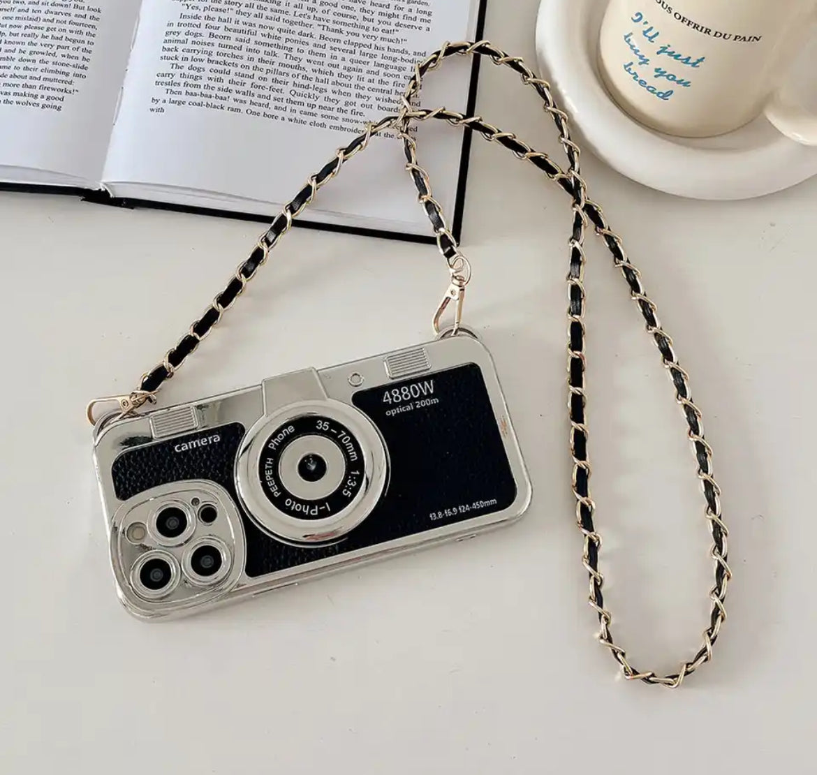 Black Retro Camera Crossbody Phone Case