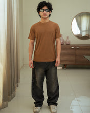Imported Lycra Textured Tee - Camel Brown