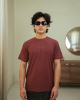 Imported Lycra Textured Tee - Dusty Rose