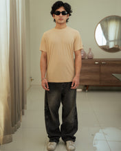 Imported Lycra Textured Tee - Sand Biege