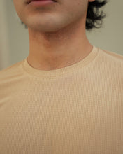 Imported Lycra Textured Tee - Sand Biege
