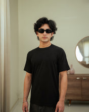 Imported Lycra Textured Tee - Black