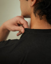 Imported Lycra Textured Tee - Black
