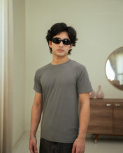 Imported Lycra Textured Tee - Slate Grey