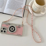 Pink Retro Camera Crossbody Phone Case