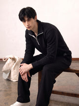 Black Half Zipper Tracksuit