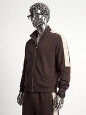 Brown Mock Neck Zipper Tracksuit