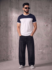 Navy White Cut & Sew Tee