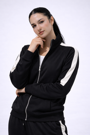 Black Mock Neck Zipper Tracksuit