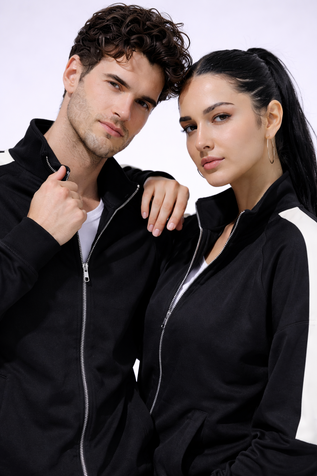 Black Mock Neck Zipper Tracksuit
