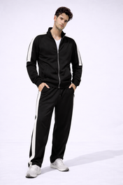 Black Mock Neck Zipper Tracksuit