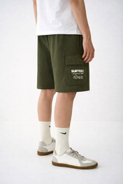 Olive Terry Cargo 3 Quarter Shorts