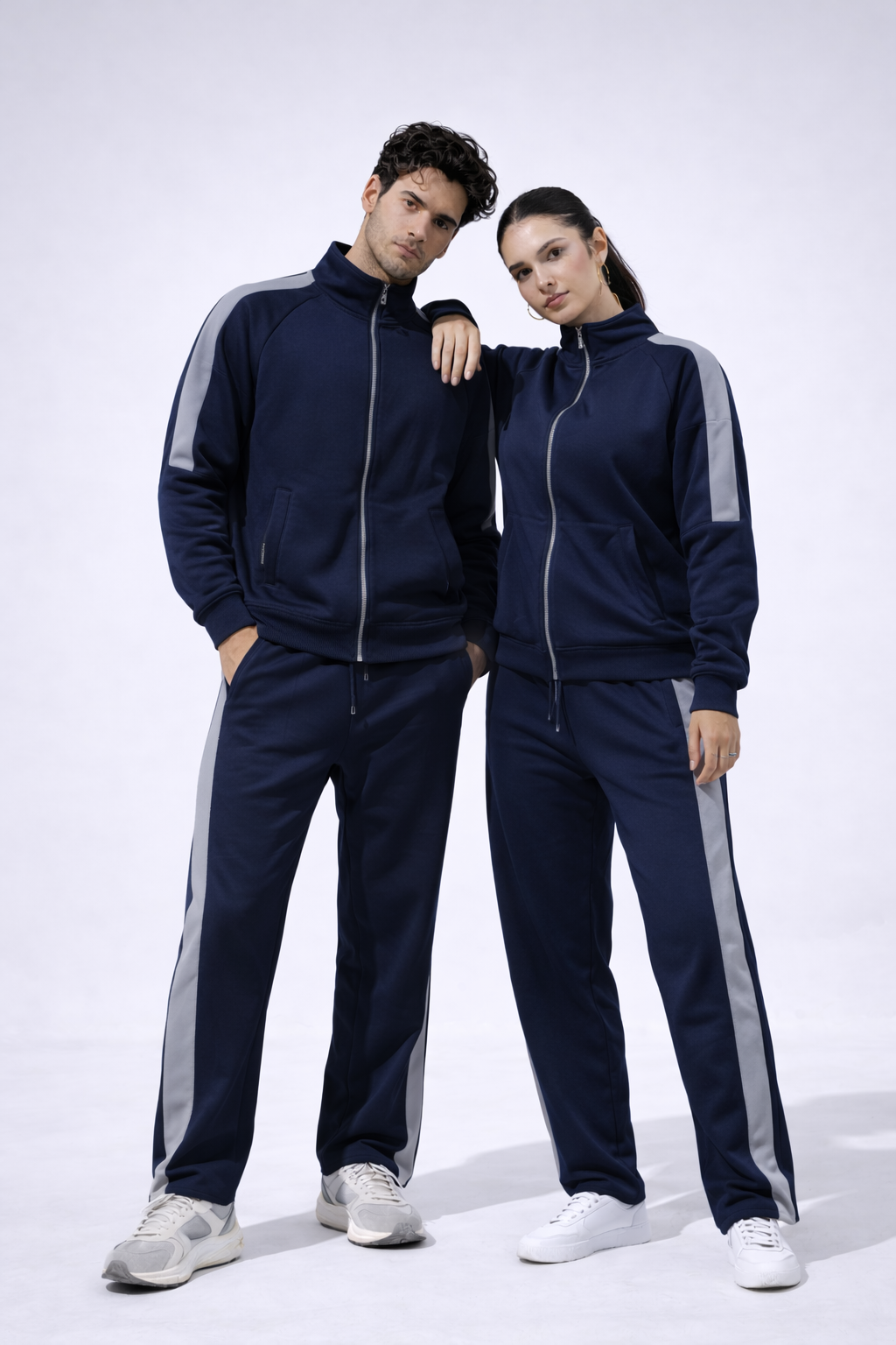 Navy Mock Neck Zipper Tracksuit