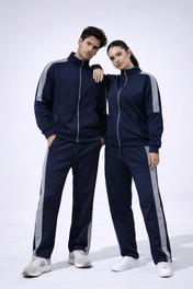 Navy Mock Neck Zipper Tracksuit