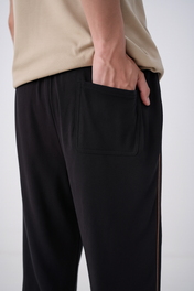 Black Straight Piping Trouser