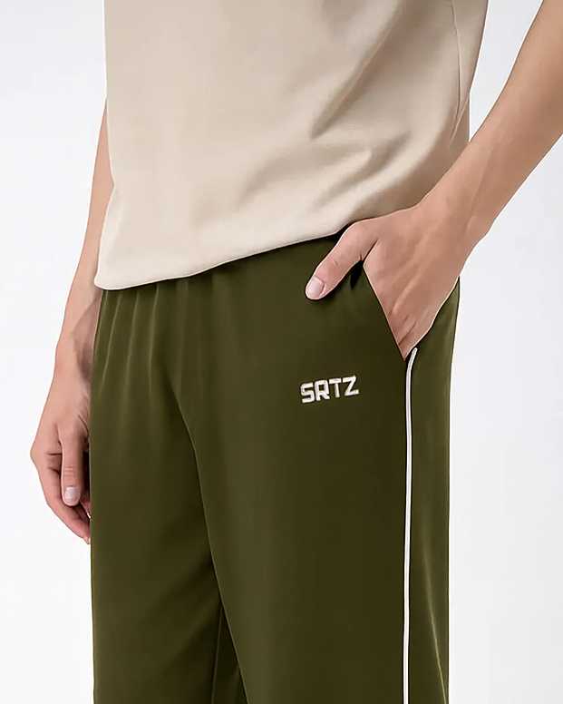 Olive Baggy Piping Trouser