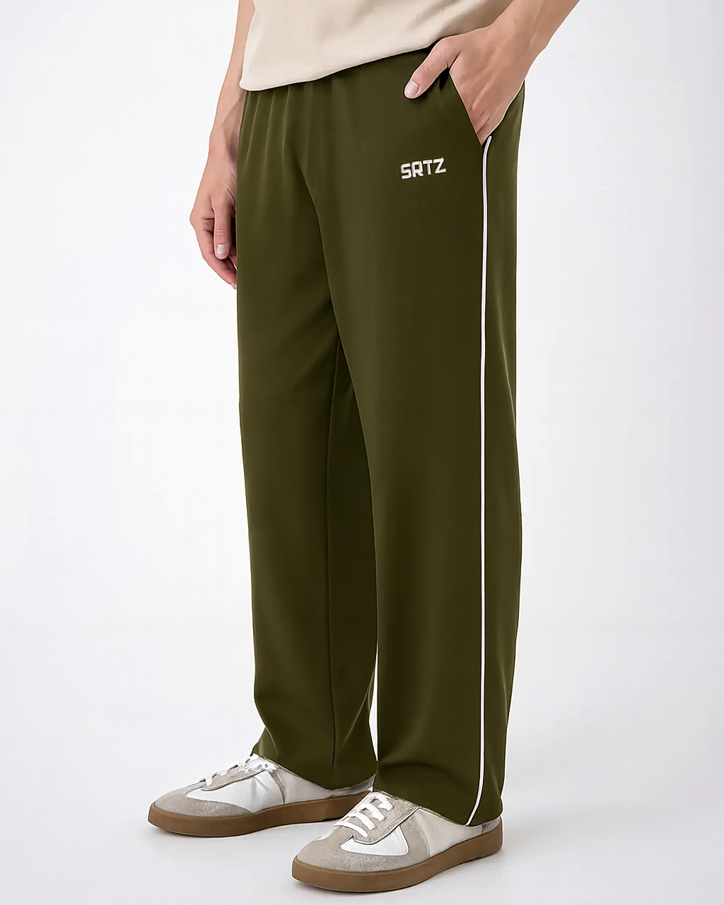 Olive Baggy Piping Trouser