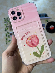 Flower Wallet Card Slot Mobile Case