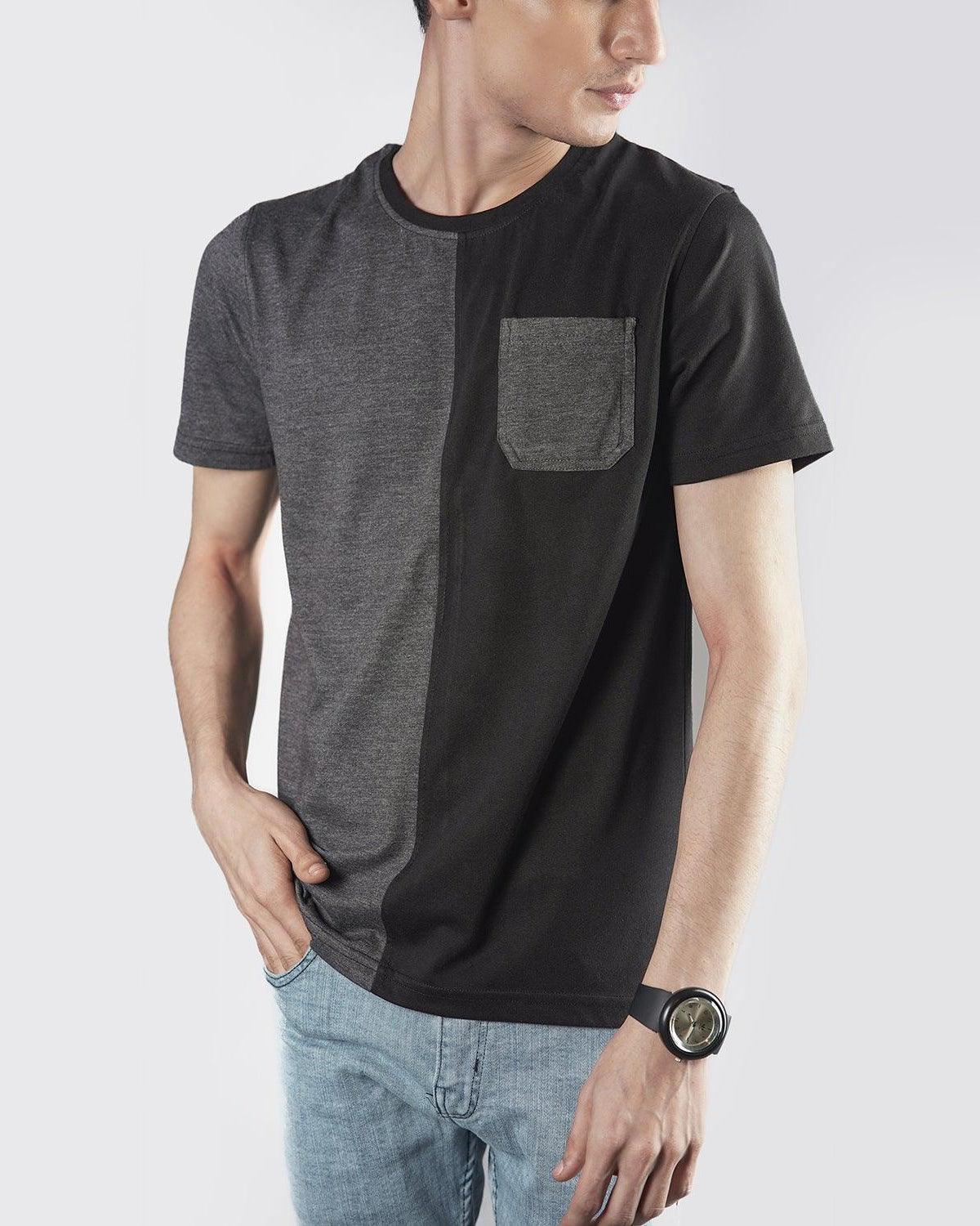 Black Charcoal Cut & Sew Tee - Surteez