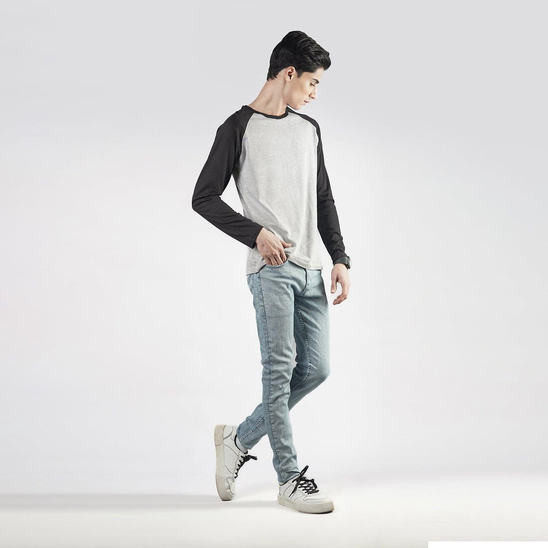 Black & Grey Raglan Full Sleeve - Surteez