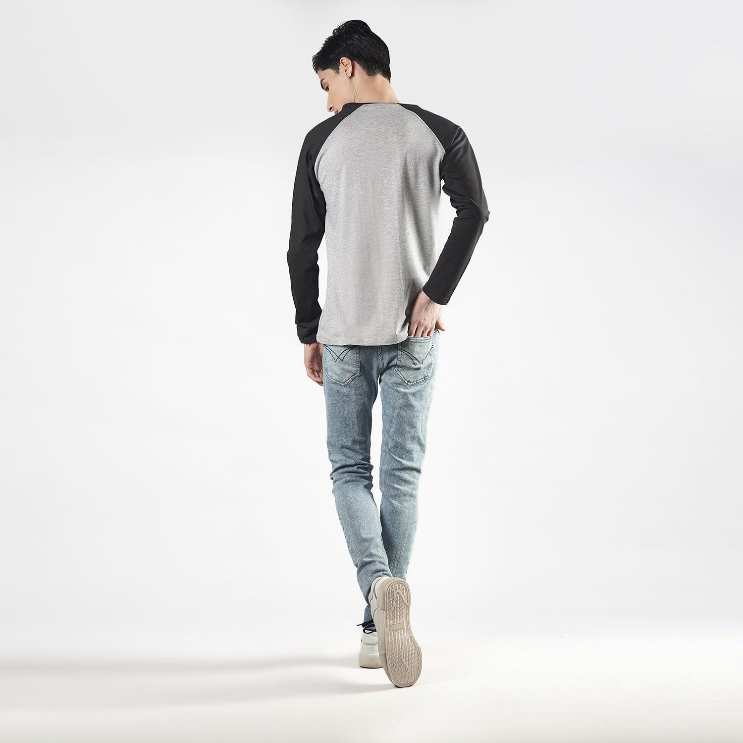 Black & Grey Raglan Full Sleeve - Surteez