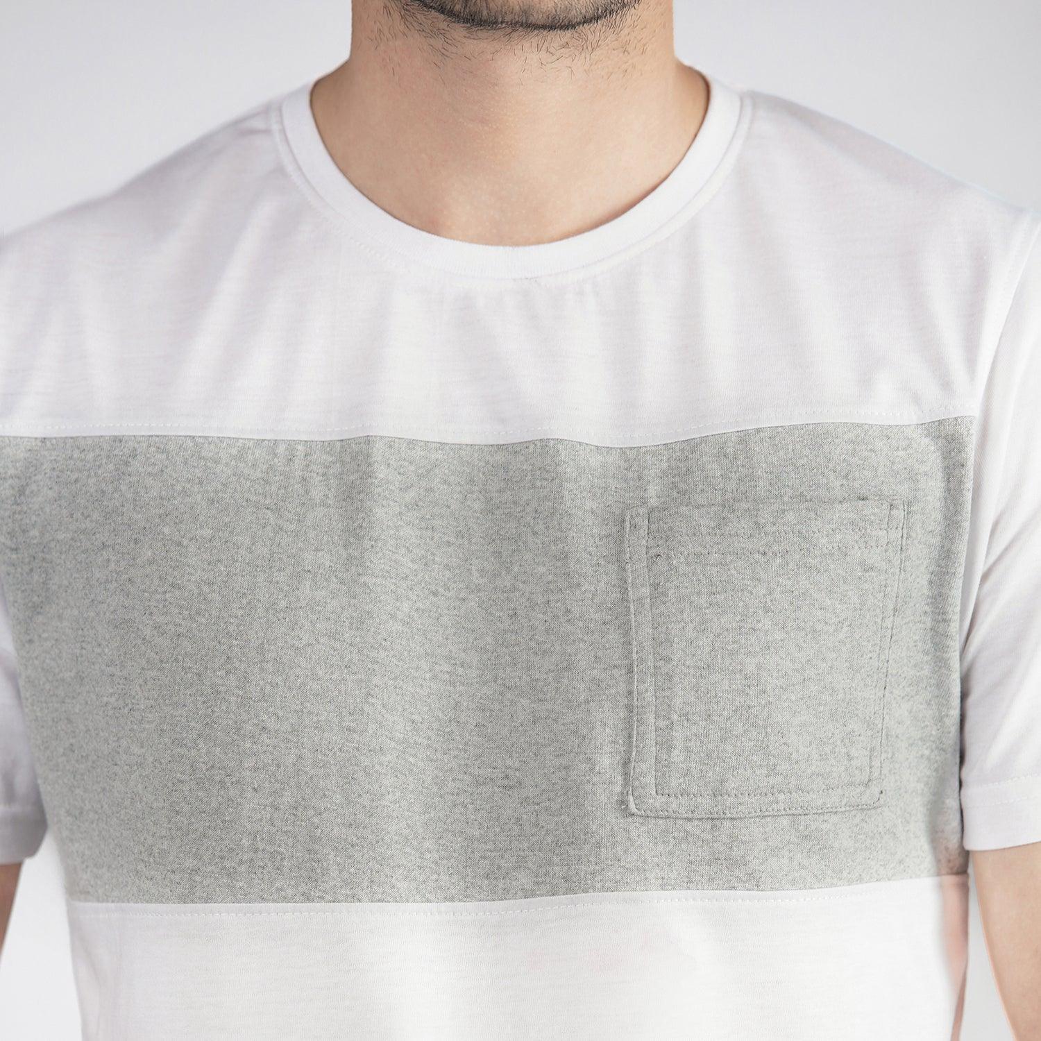 Grey White Colorblock Tee - Surteez