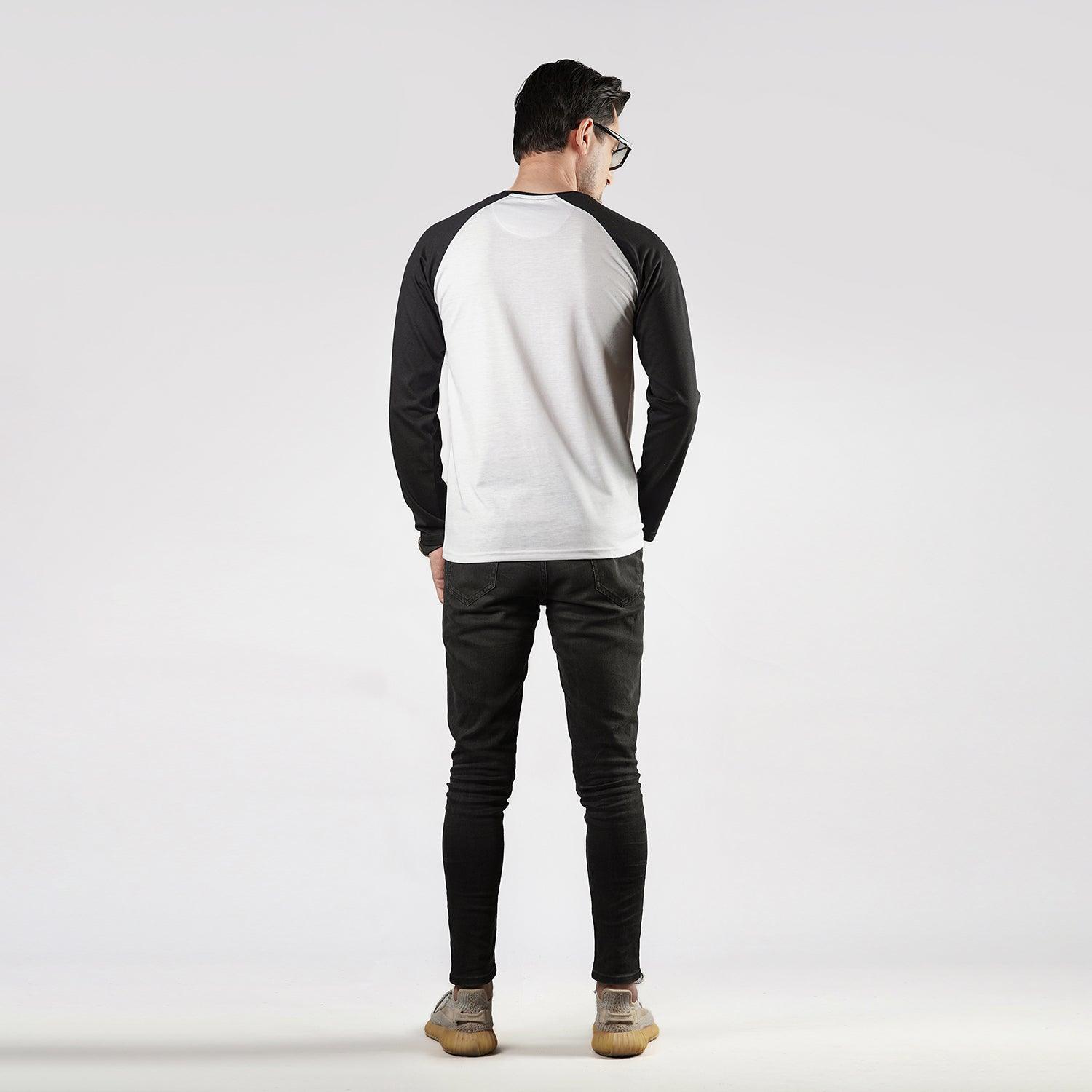 Black & White Raglan Full Sleeves - Surteez