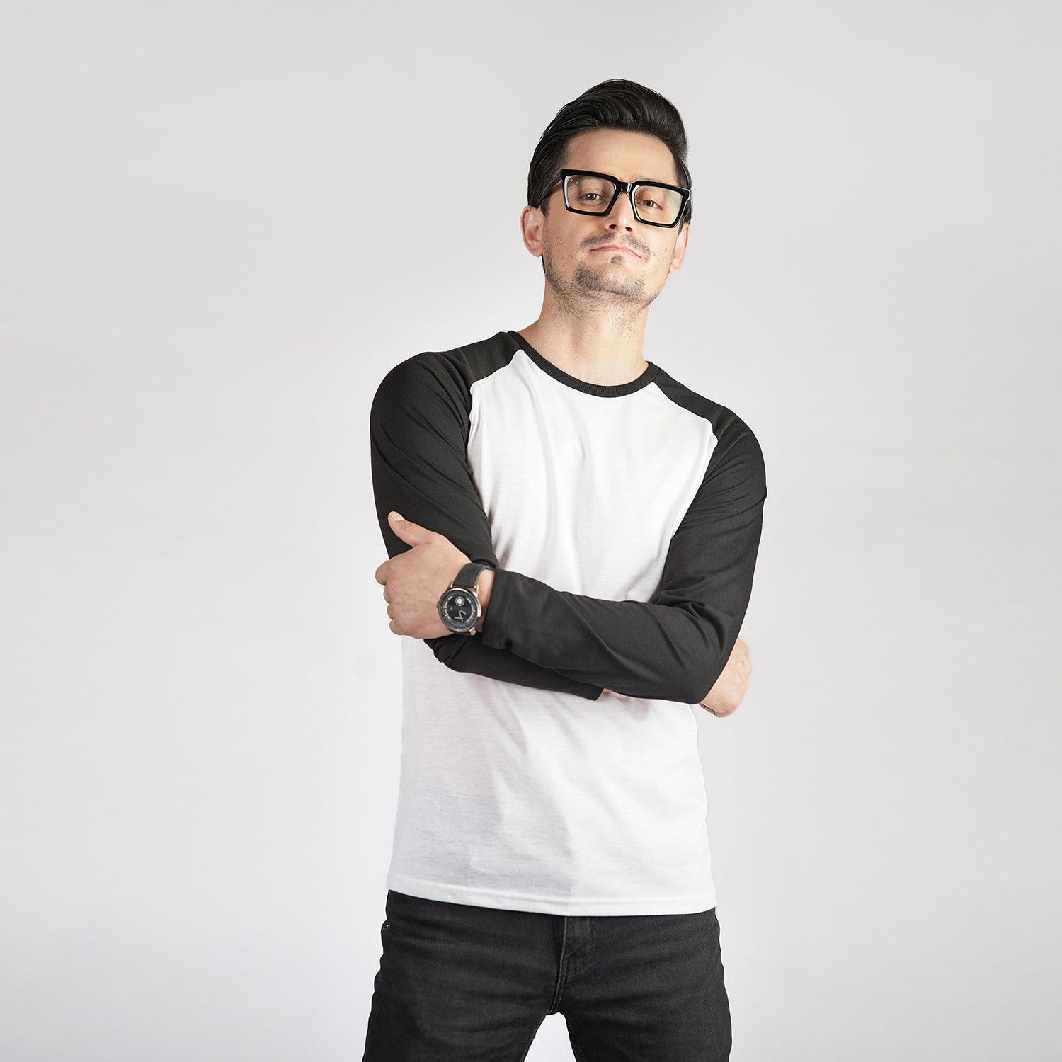 Black & White Raglan Full Sleeves - Surteez