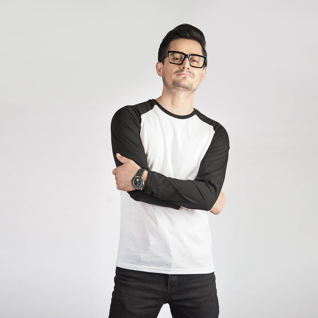 Black & White Raglan Full Sleeves - Surteez