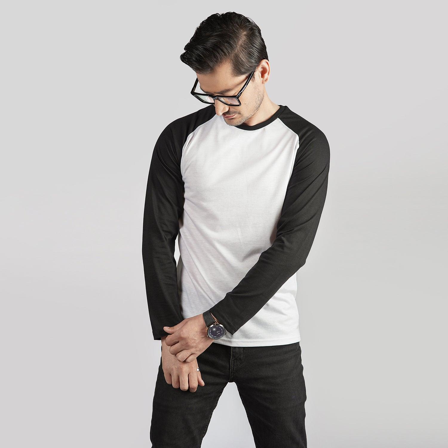Black & White Raglan Full Sleeves - Surteez