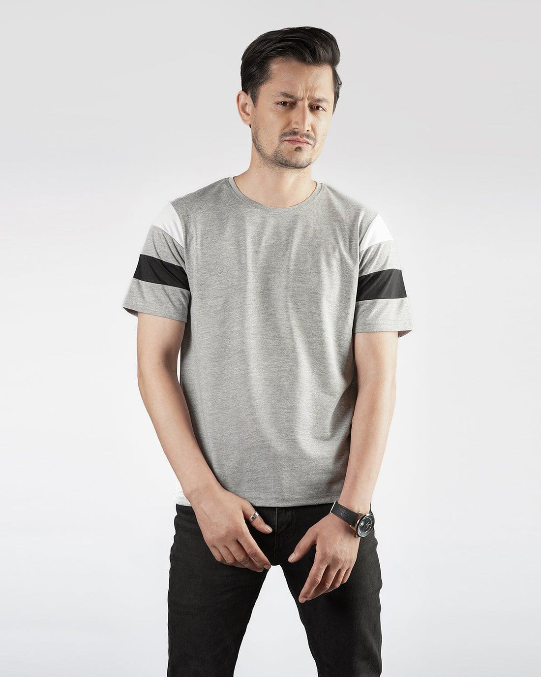 Grey Panel Sleeve Tee - Surteez
