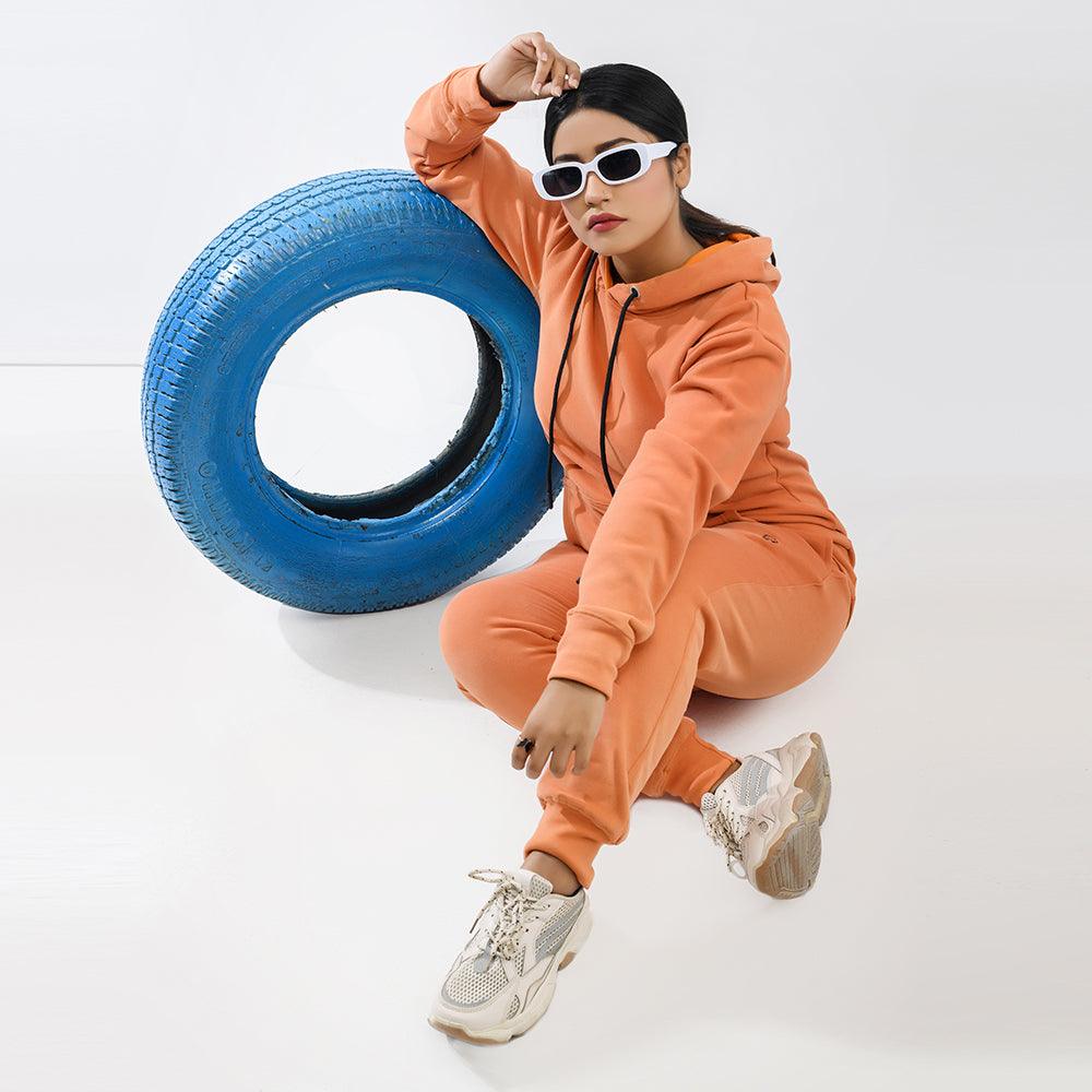 Fire Orange Fleece Hoodie - Surteez