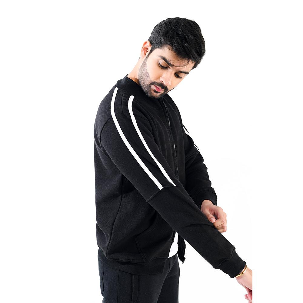 Black Mock Neck Full Zipper Hoodie - Surteez