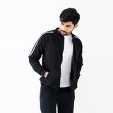 Black Mock Neck Full Zipper Hoodie
