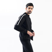 Black Mock Neck Full Zipper Hoodie - Surteez