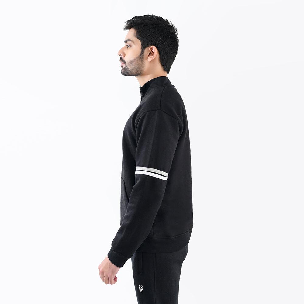 Jet Black Mock Neck Half Zipper - Surteez