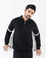 Jet Black Mock Neck Half Zipper
