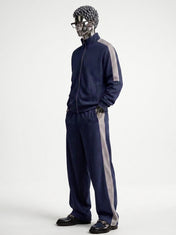 Navy Mock Neck Zipper Tracksuit