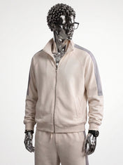 Cream Mock Neck Zipper Tracksuit