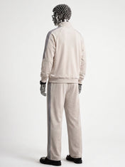 Cream Mock Neck Zipper Tracksuit
