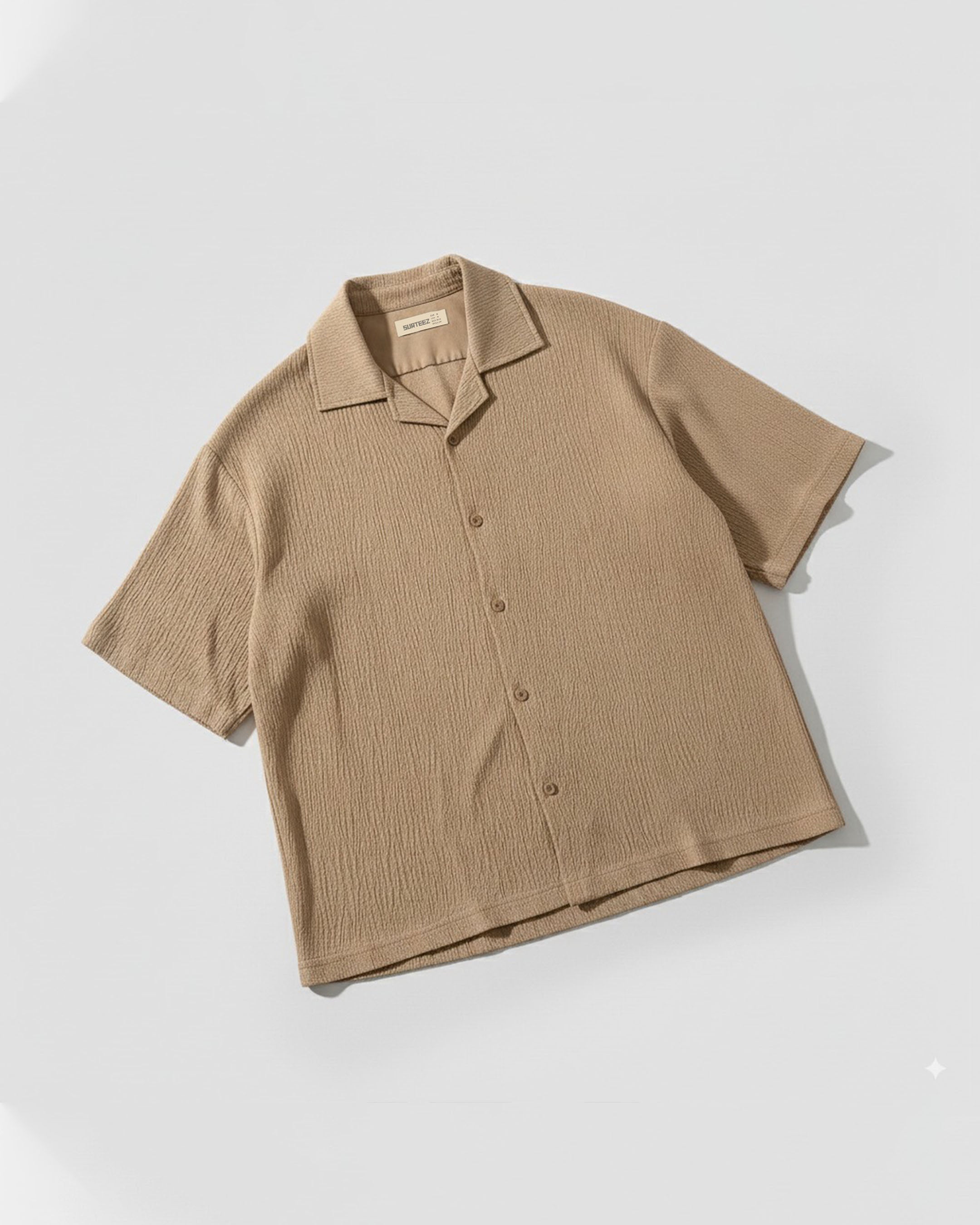 Oversize Woven Lycra Shirt - Beige