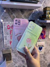 Flower Wallet Card Slot Mobile Case