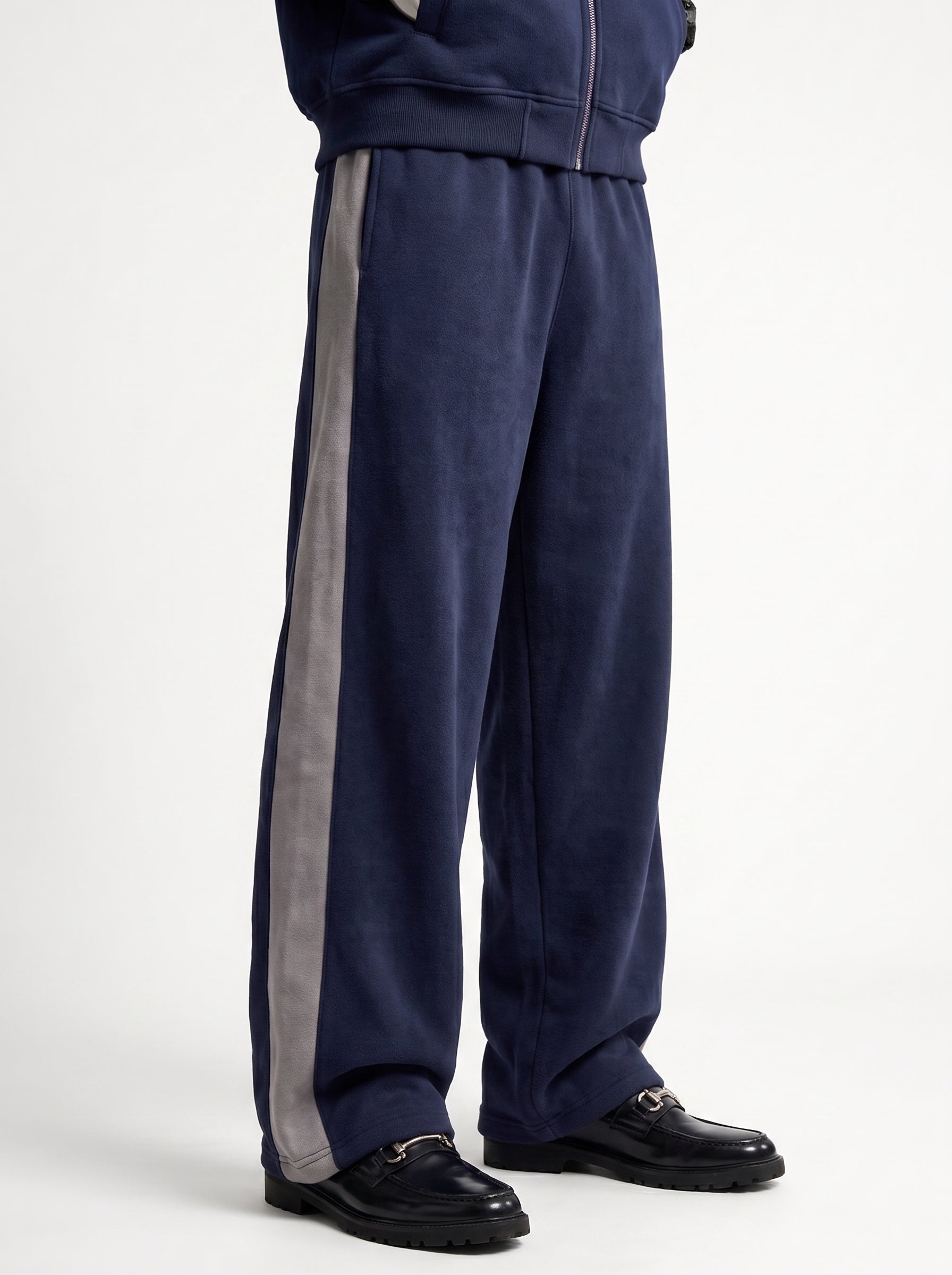 Navy Mock Neck Zipper Tracksuit