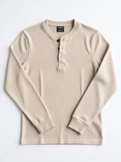 Waffle Knit Henley - Oatmeal