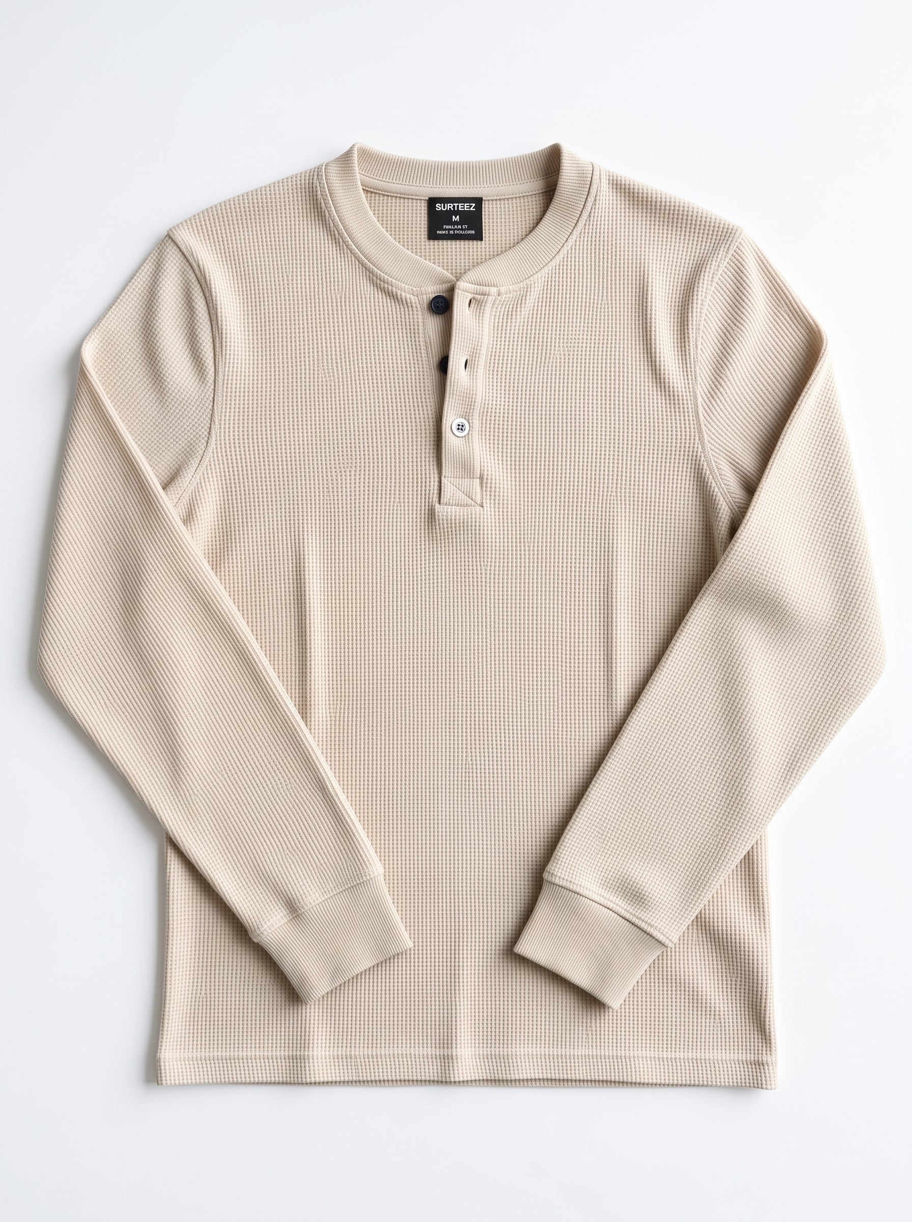 Waffle Knit Henley - Oatmeal