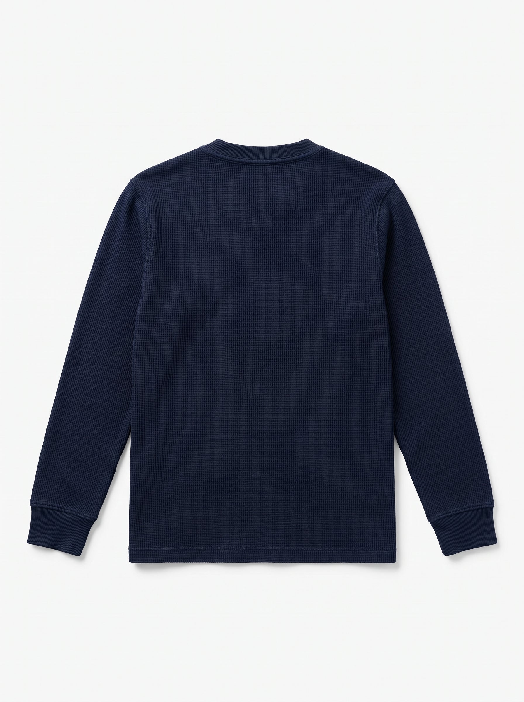 Waffle Knit Henley - Navy